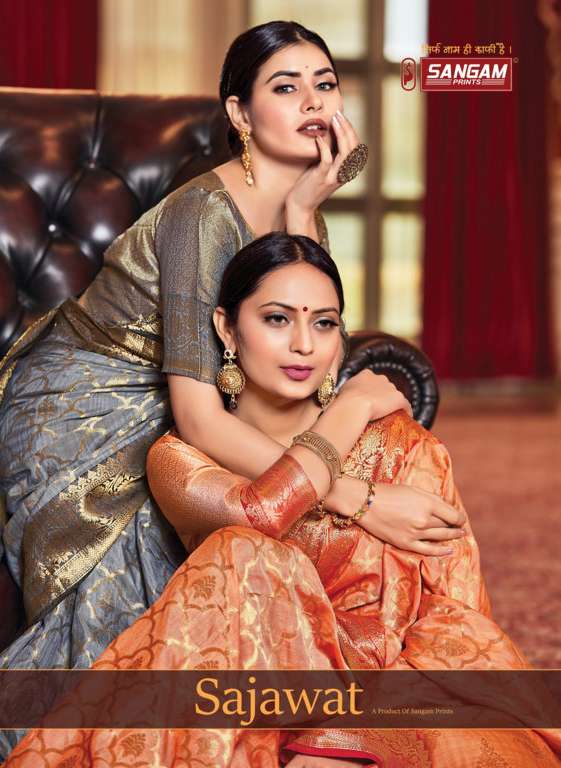 sangam prints sajawat zari weaving fancy silk saris wholesaler