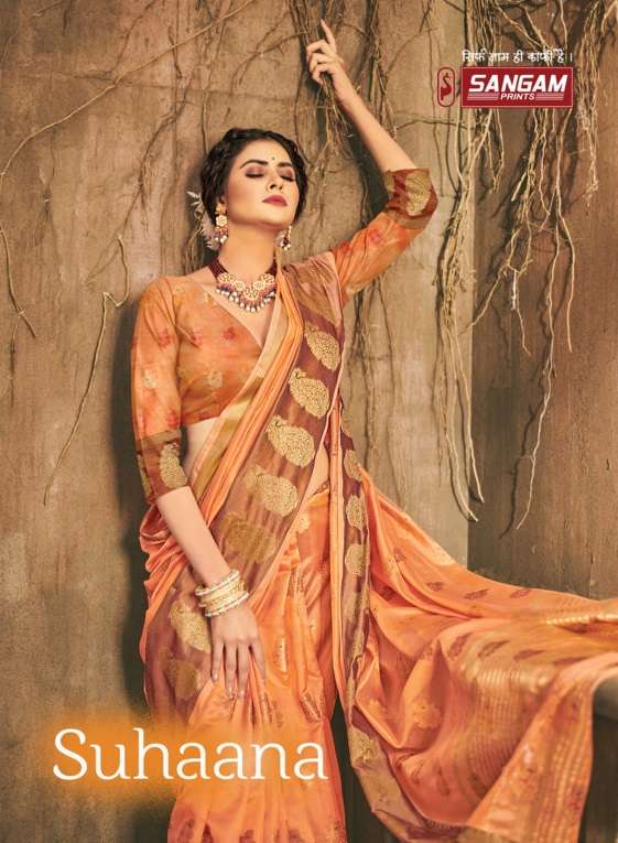 sangam prints suhaana organza rich pallu saris wholesaler