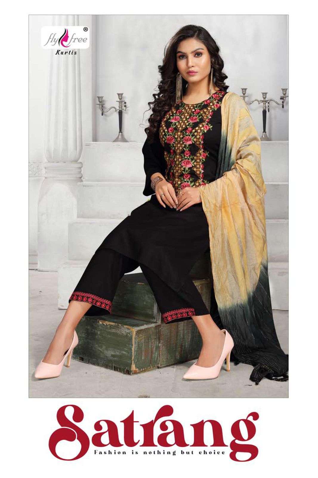 SATRANG BY FLY FREE HEAVY RAYON WITH WORK READYMADE SUIT CATALOG