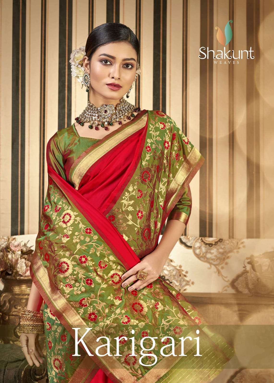 shakunt karigari art silk saree online supplier