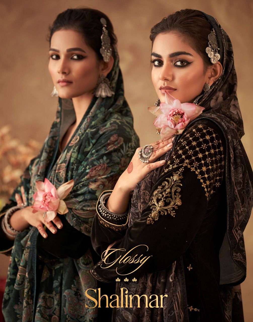 shalimar by glossy velvet embroidery winter salwar kameez