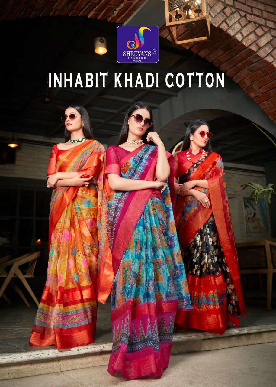 Shreyans fashion launch inhabit khadi cotton organza khadi silk fancy sarees
