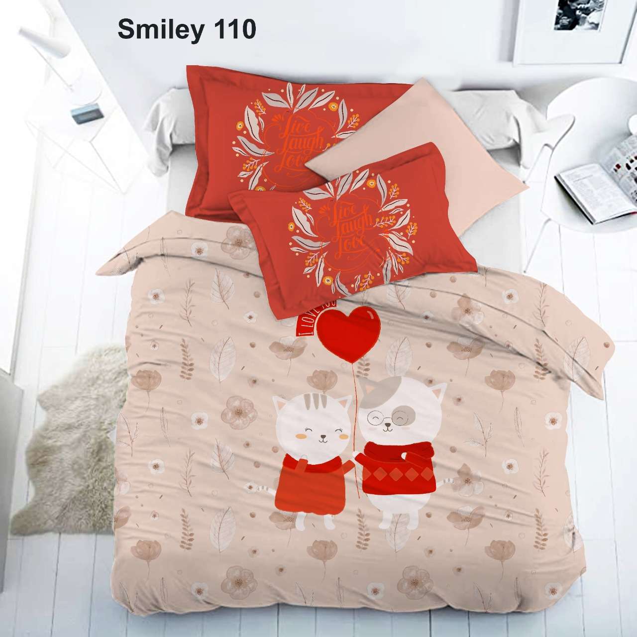 smiley soft pure cotton king size bedsheets with 2 pillow cover at best wholesale price 