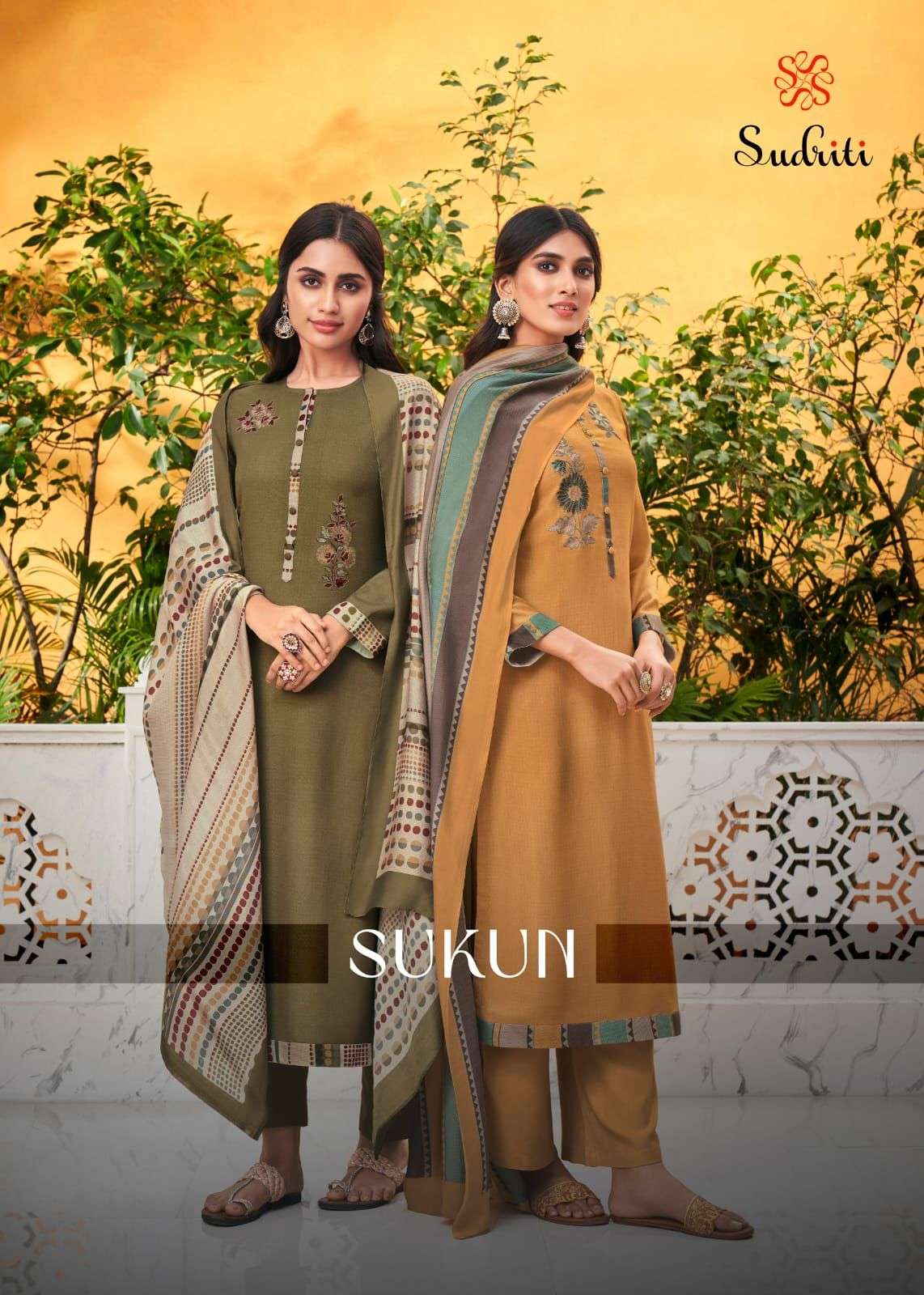 sudriti sukun winter wear pashmina printed salwaar kameez