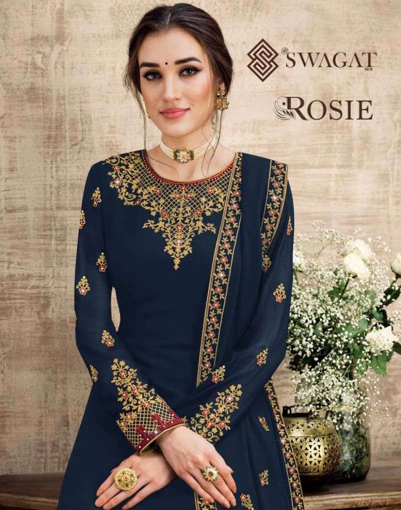 swagat rosie georgette embroidery fancy dresses supplier
