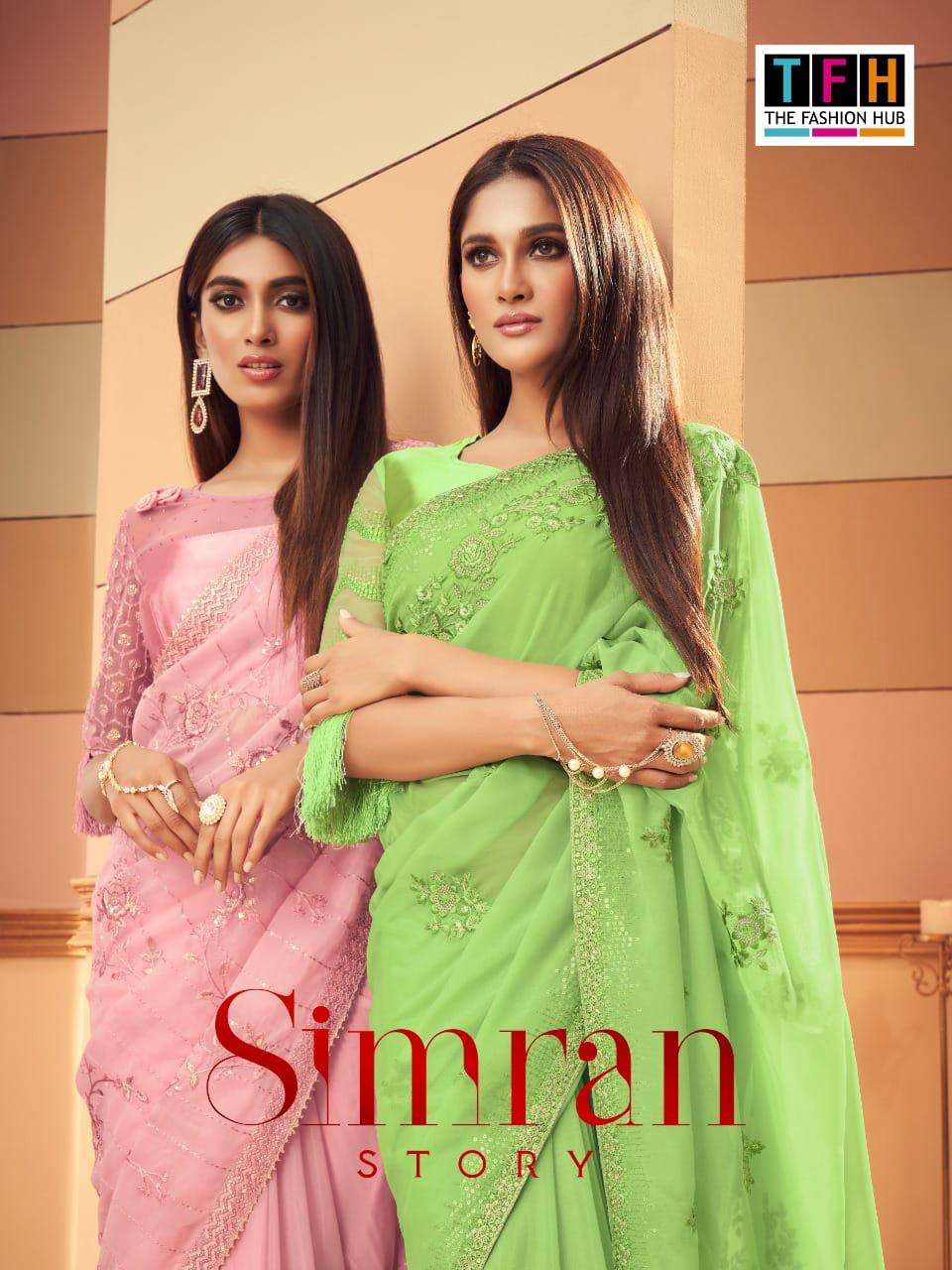 tfh present simran story silk embroidery party wear fancy sarees