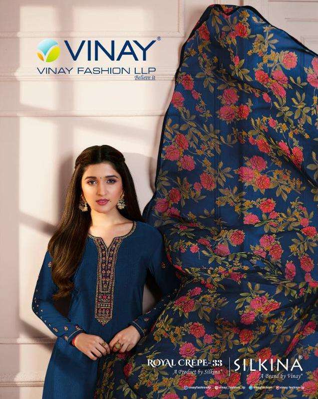 vinay silkina royal crepe vol 33 straight salwar suits design supplier 