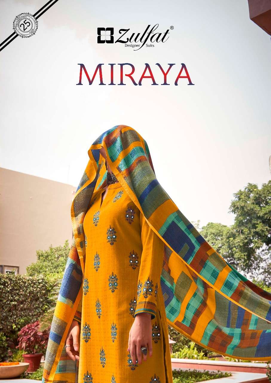zulfat designer miraya pashmina dress materials with 3mtr bottom 
