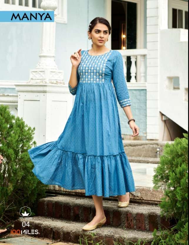 100 miles manya cotton long gown collection