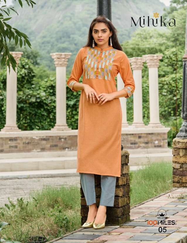 100 miles mihika cotton kurti collection