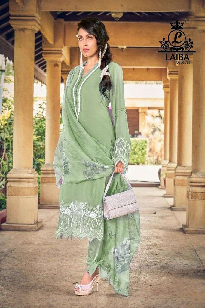 am vol 95 by laiba georgette pakistani readymade suits wholesaler