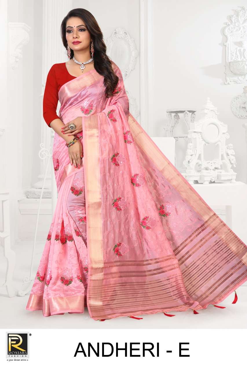 Andheri by ranjna saree organza silk thread worked traditional wear saree collction 