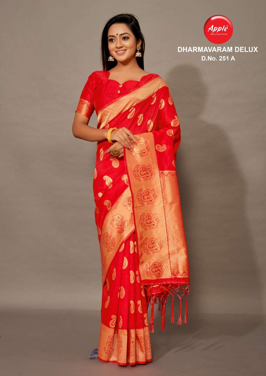 Apple sarees dharmavaram delux 251 casual wear cotton silk sarees
