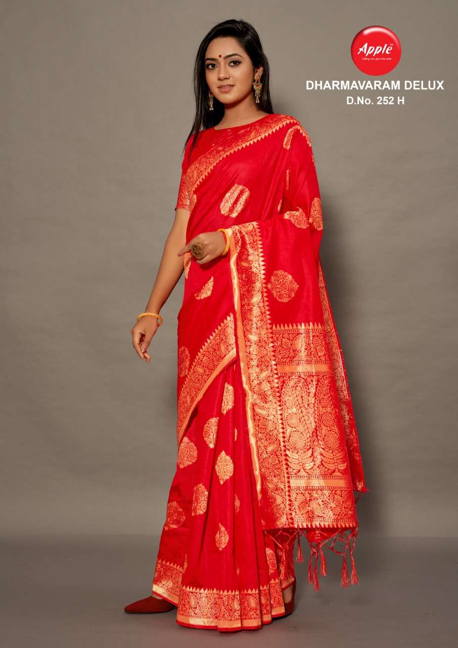 Apple sarees launch dharmavaram delux 252 casual wear cotton silk sarees