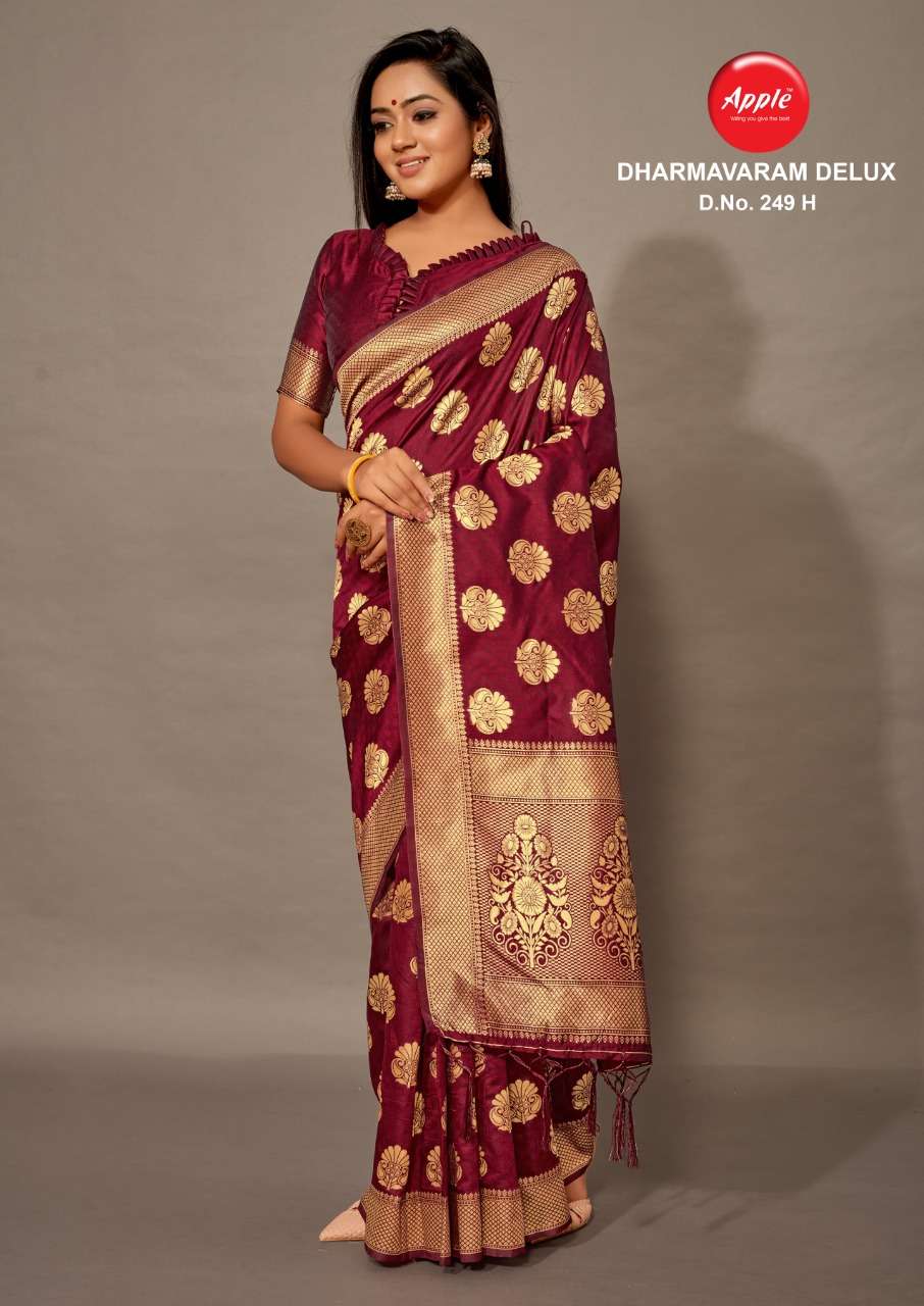 Apple sarees present dharmavaram delux 249 cotton silk sarees