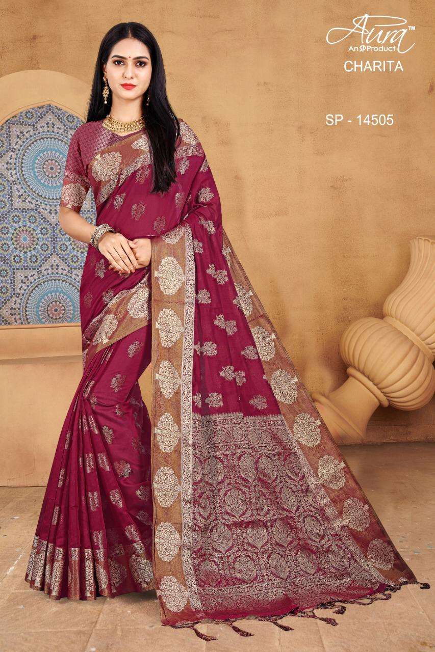 aura charita silk elegant look designer saris at best rates 