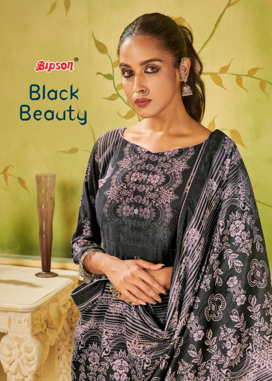 black beauty by bipson pashmina digital printed dress materials