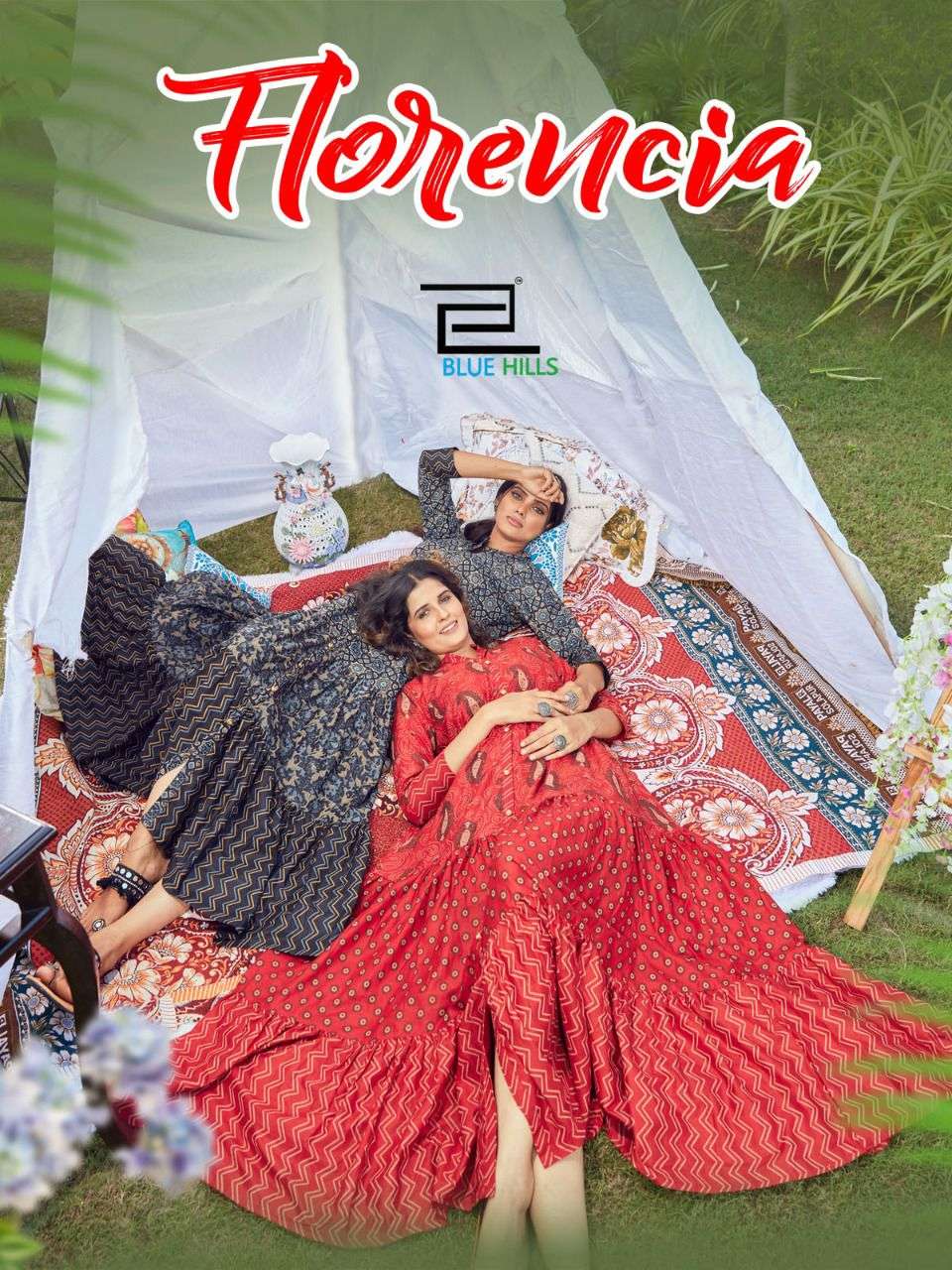 blue hills florencia cotton long style gown kurtis collection 