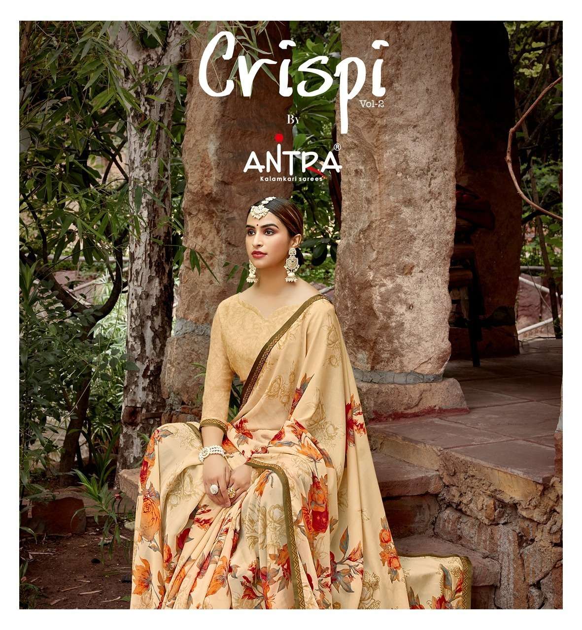 crispi vol 2 by antra chiffon printed ethnic saree exporter in india surat