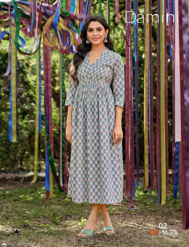 damini by 100 miles cotton printed long dresses collection