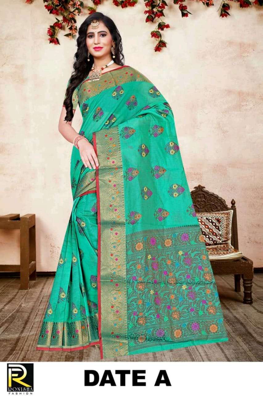 Date by ranjna saree casual wear soft cotton silk rich pallu super hit collecton 