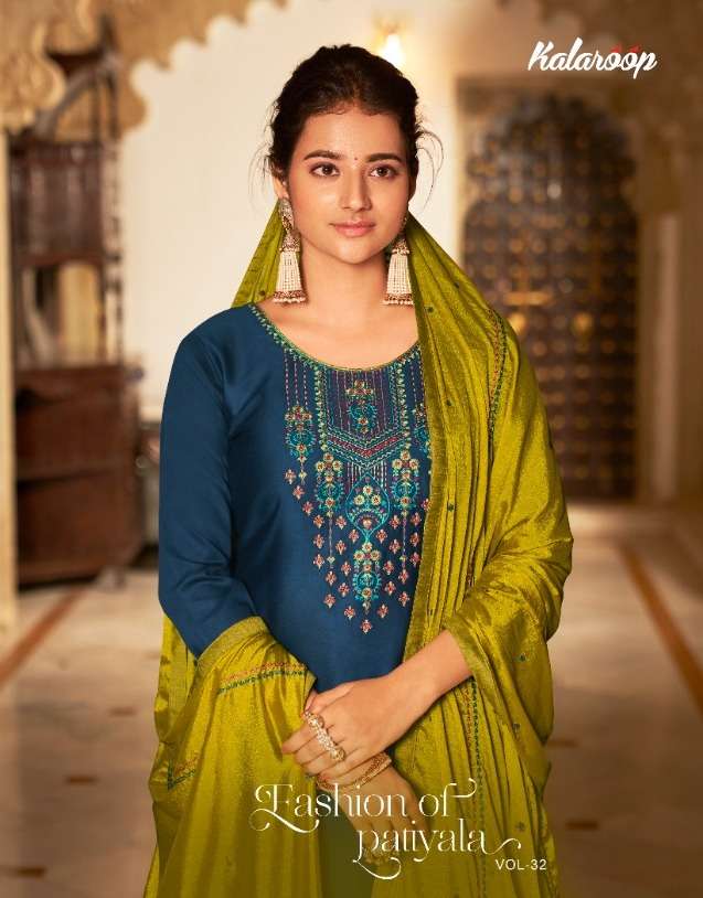 fashion of patiyala vol 32 by kalaroop jam silk cotton readymade patiyala dresses