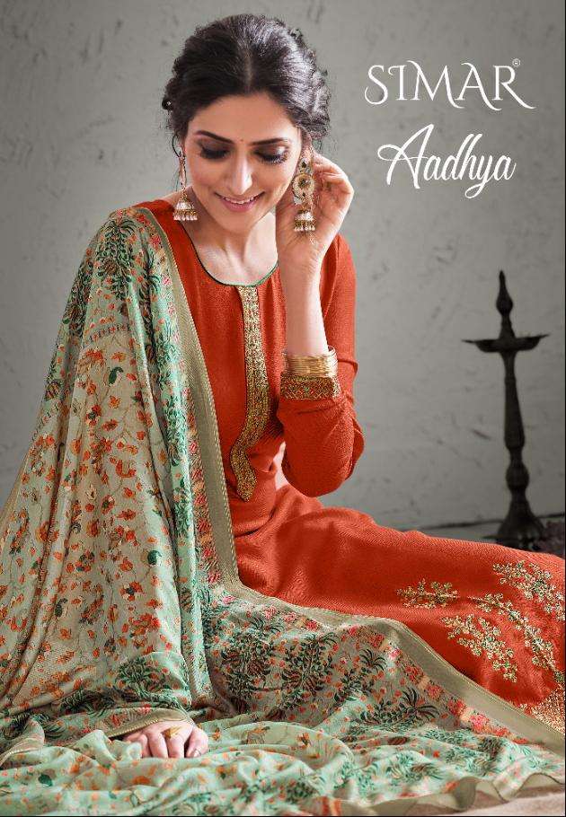 glossy present aadhya pashmina embroidery winter dress supplier