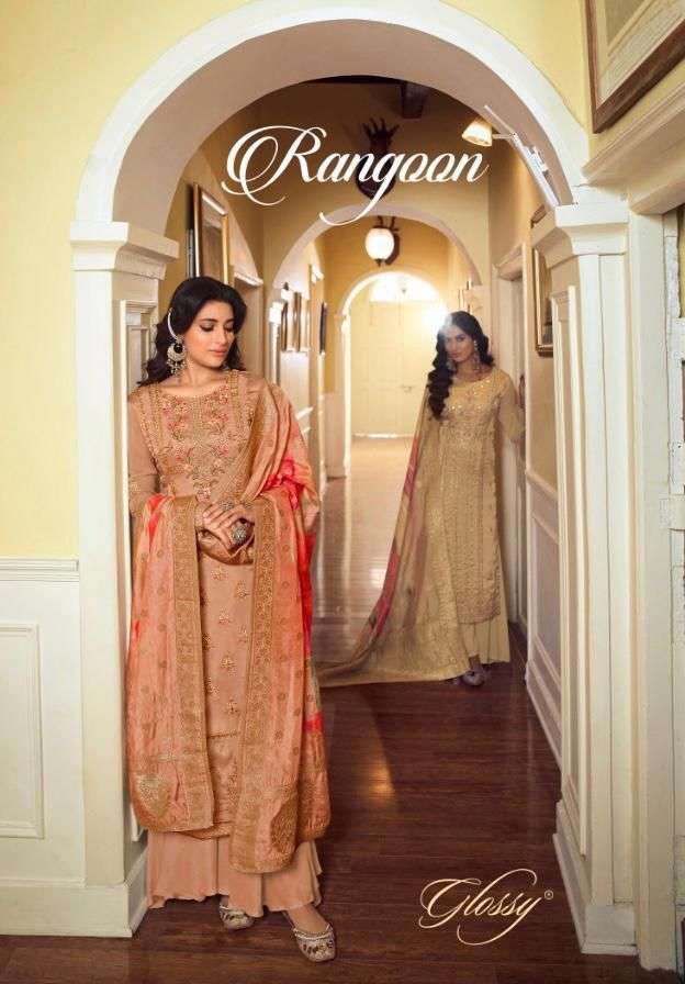 glossy rangoon georgette satin latest salwar kameez design 