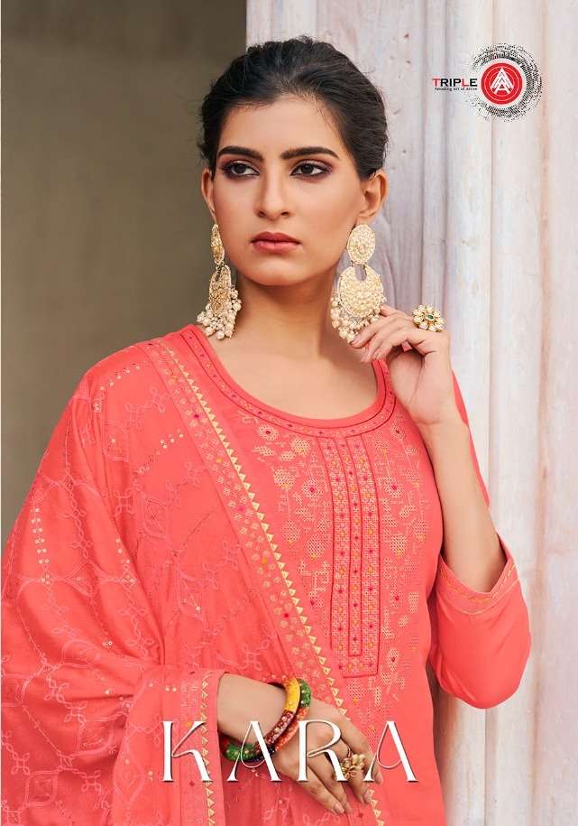 kara by triple aaa jam silk work fancy dress materials