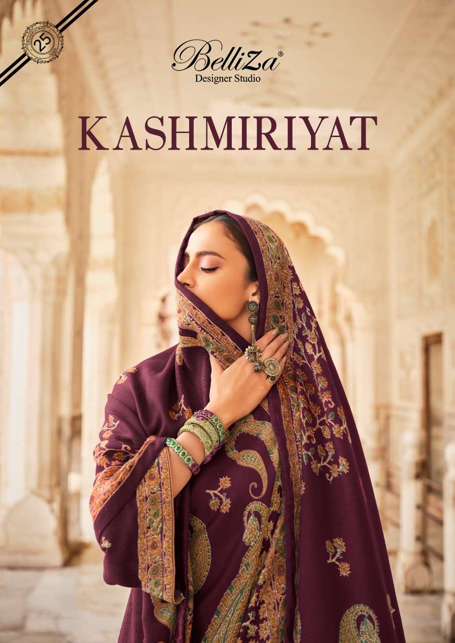 kashmiriyat by belliza pashmina kaani printed winter dress materials