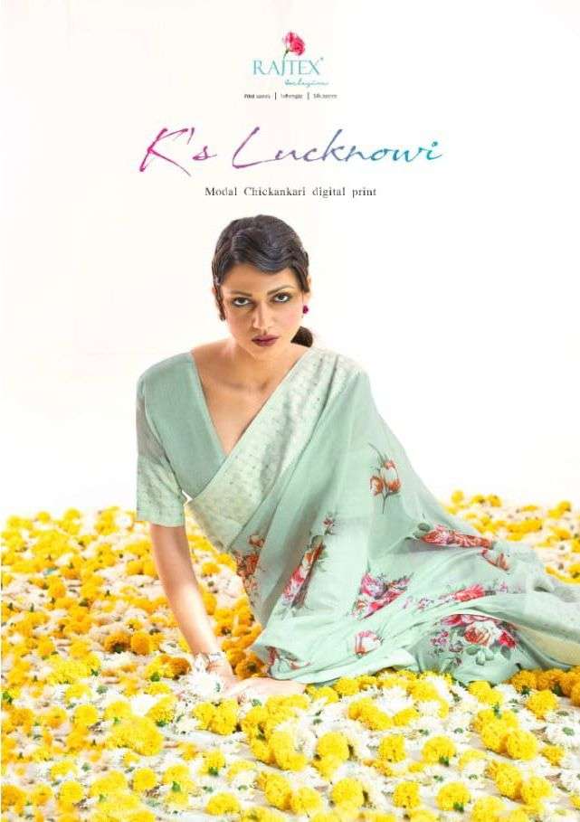 ks lucknowi by rajtex modal chikankari digital printed designer saree