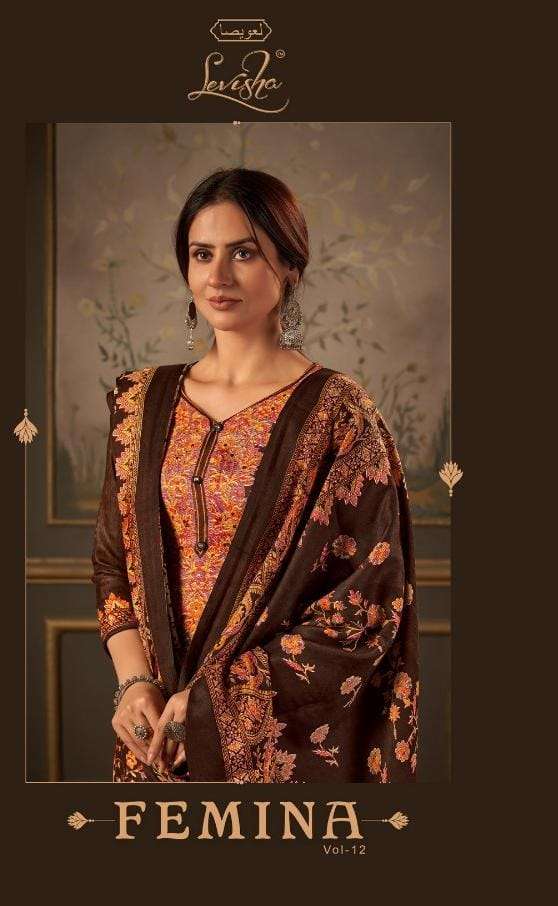 levisha femina vol 12 pashmina kani printed dress materials