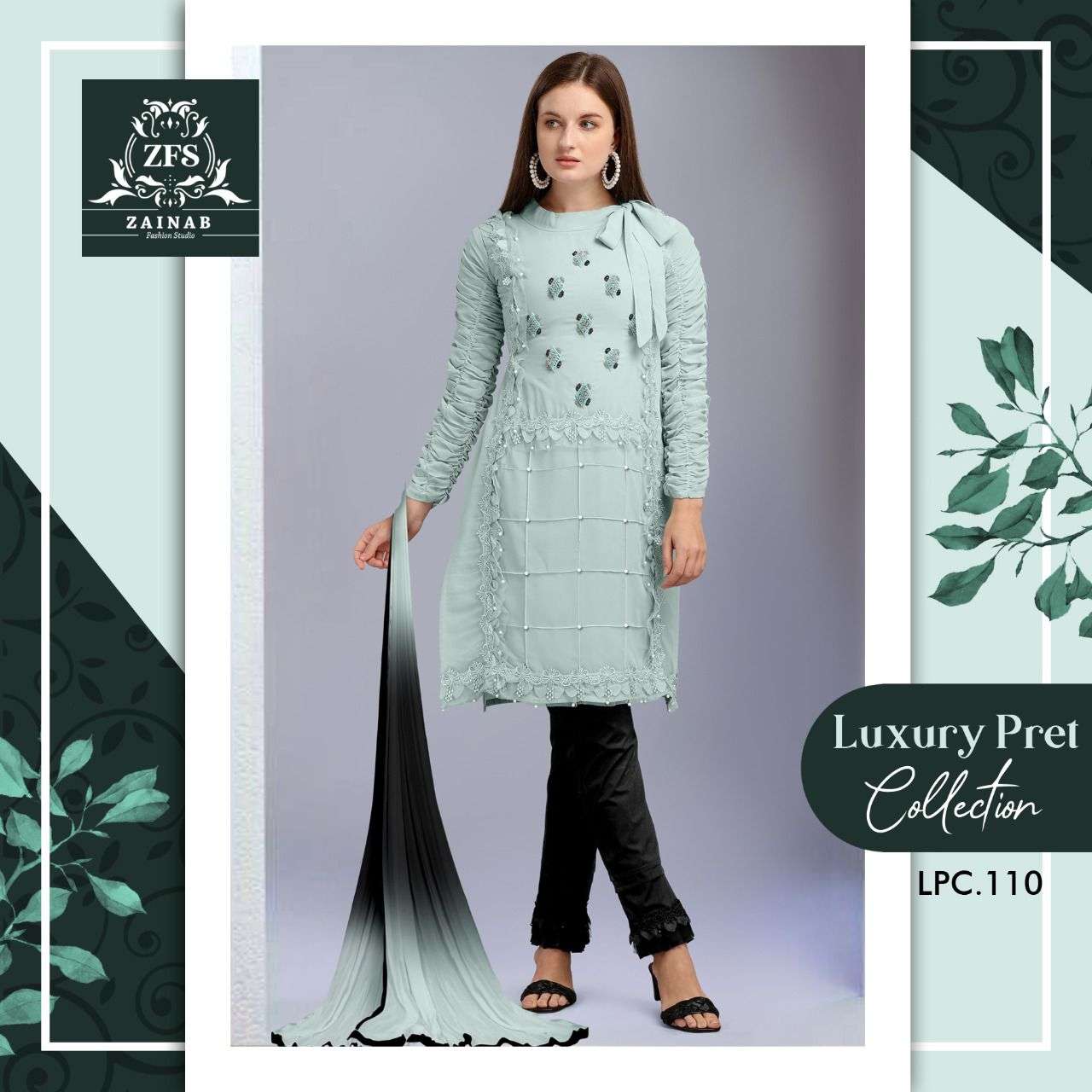 lpc 110 by zainab studio classy readymade pakistani tunic with pant collection