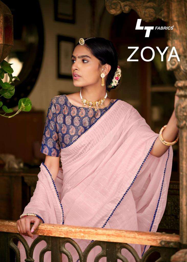 lt fashions zoya chanderi saree with fancy embroidery blouse pattern 