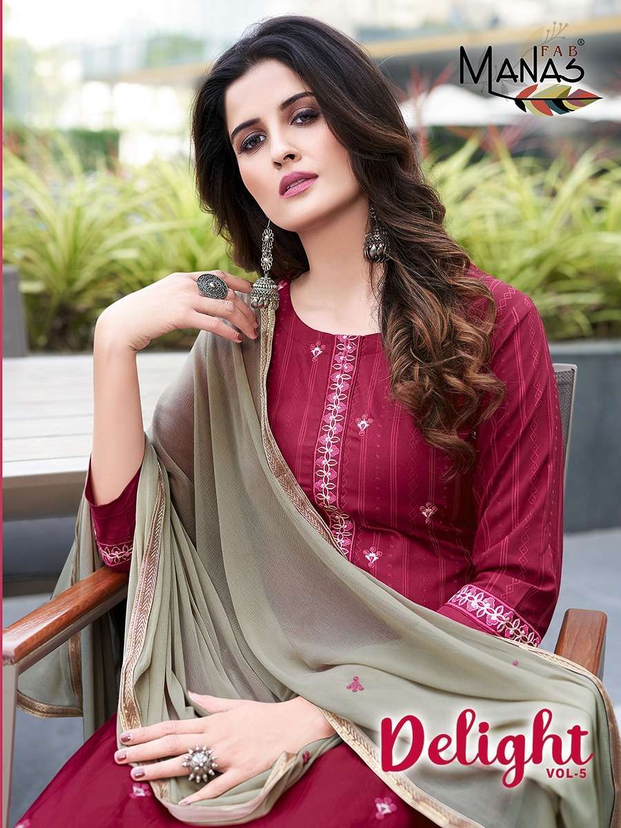 manas delight vol 5 top bottom with dupatta readymade collection 