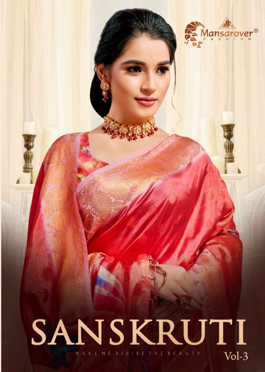 mansarover fashion launch sanskruti vol 3 digital printed sarees wholesaler