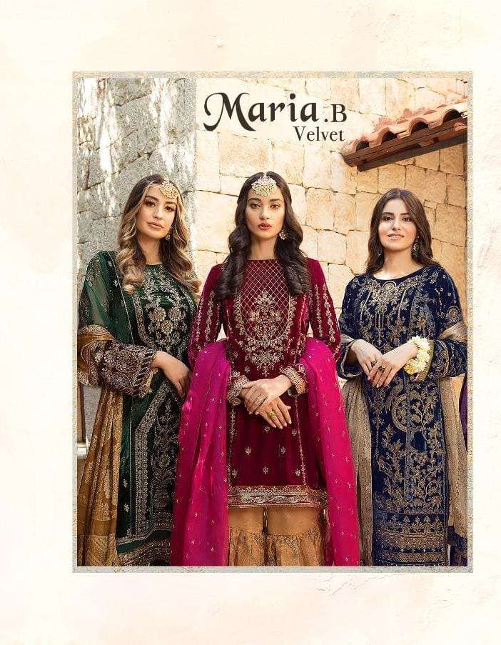 maria b velvet by deepsy winter wear embroidery heavy salwar kameez