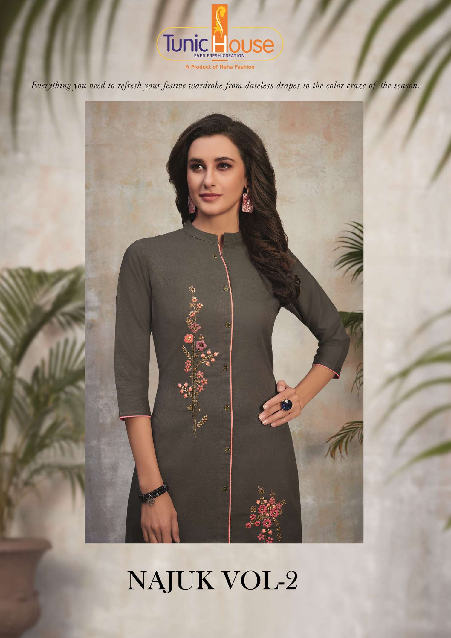 NAJUK VOL-2 BY TUNIC HOUSE HAND WORK KURTI WITH PANT COLLECTION