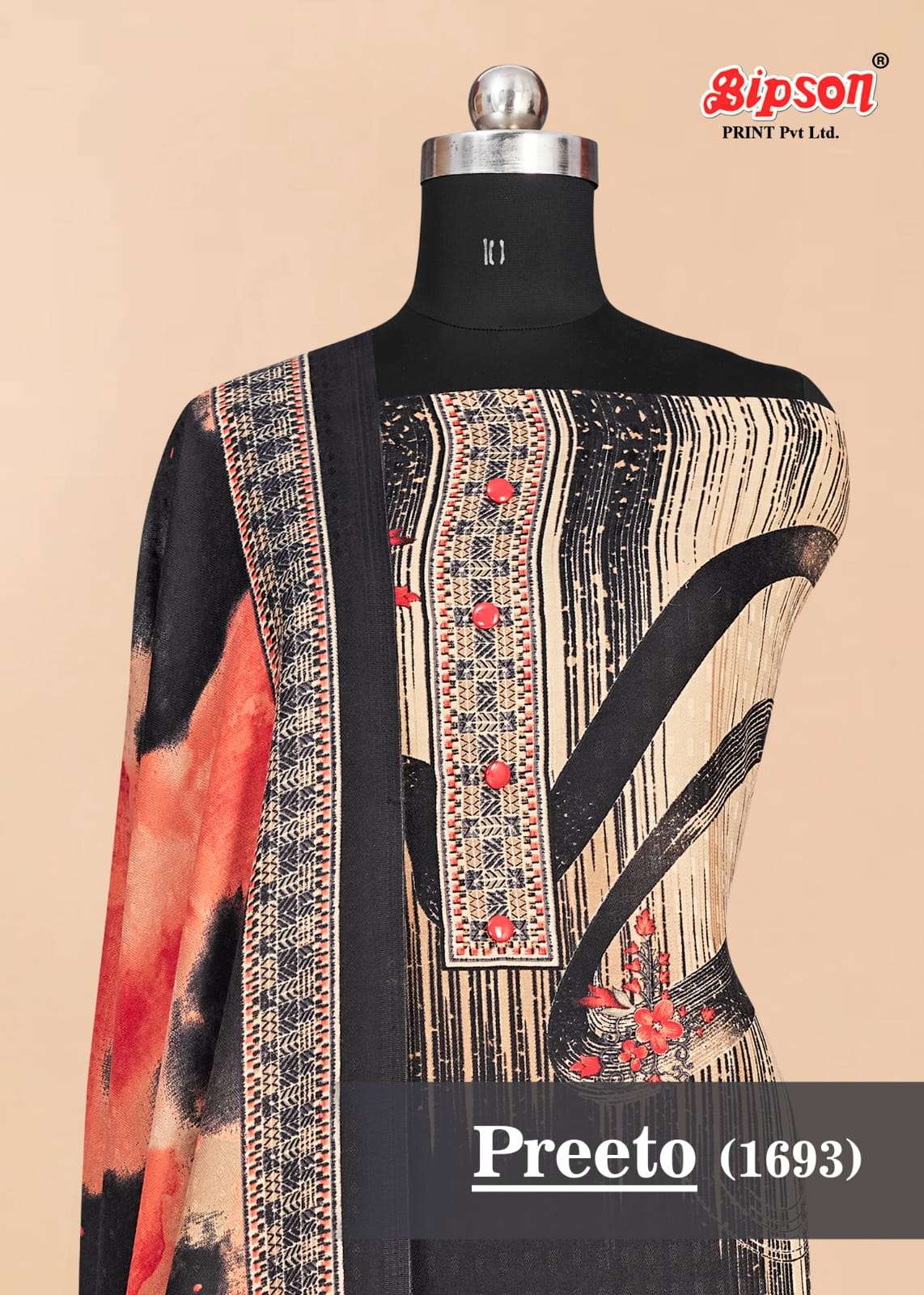preeto 1693 by bipson pashmina garam suit wholesaler