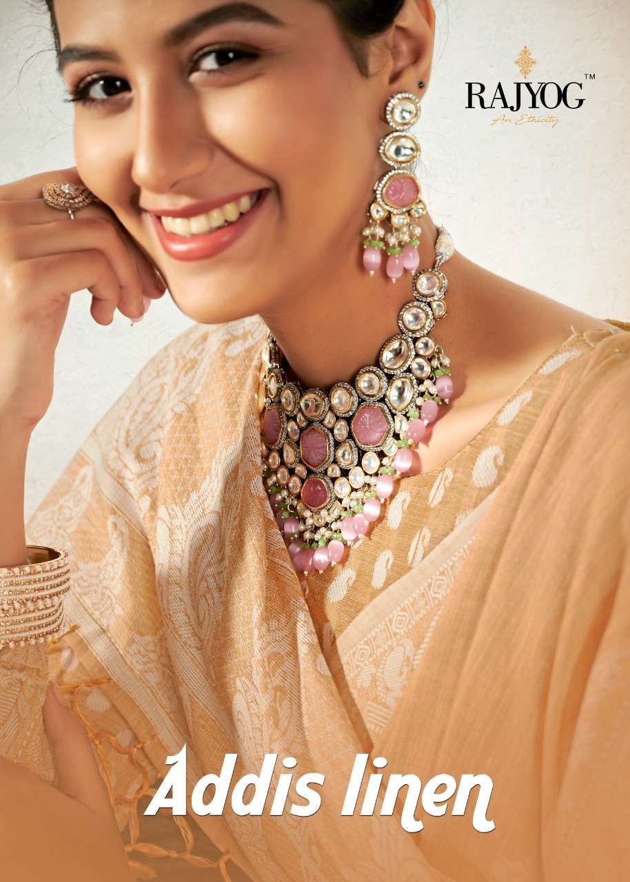 rajyog addis linen soft lucknowi weaving with butta fancy saris 