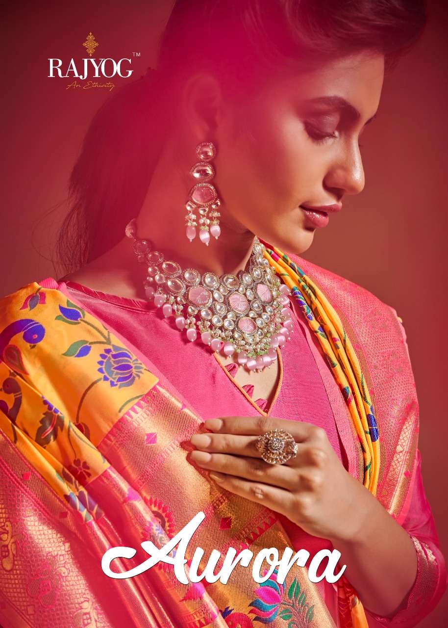rajyog aurora soft paithani silk with weaving saree border catalog wholesaler 