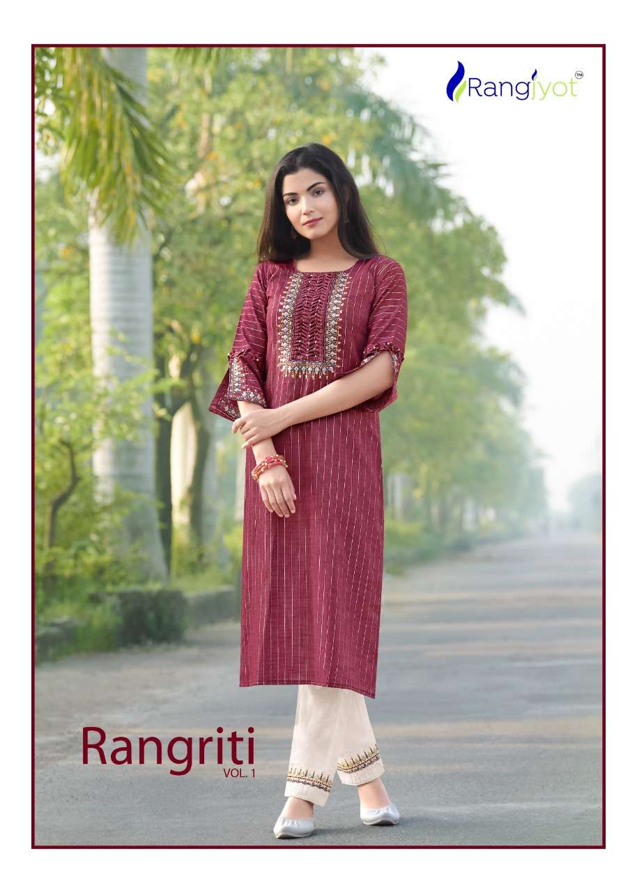 rangjyot rangriti vol 1 top with bottom pant set beautiful collection 