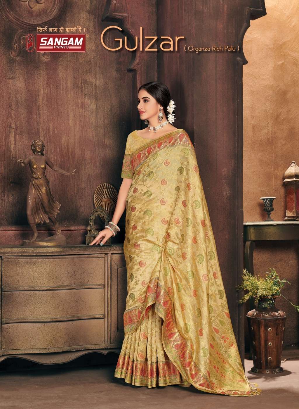 sangam prints gulzar organza rich pallu saris wholesaler