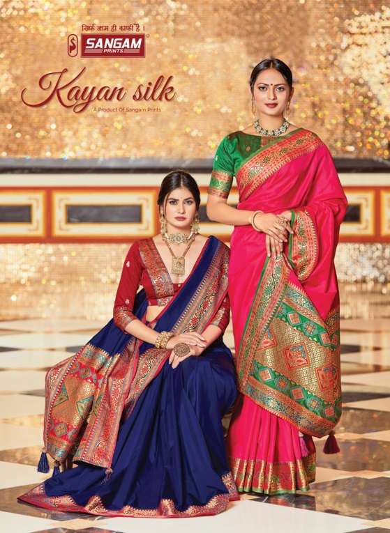 sangam prints kayan silk designer pure soft silk saris wholesaler