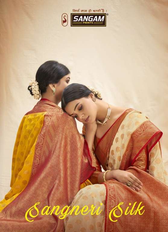 sangam prints sangneri silk zari weaving fancy silk saris wholesaler
