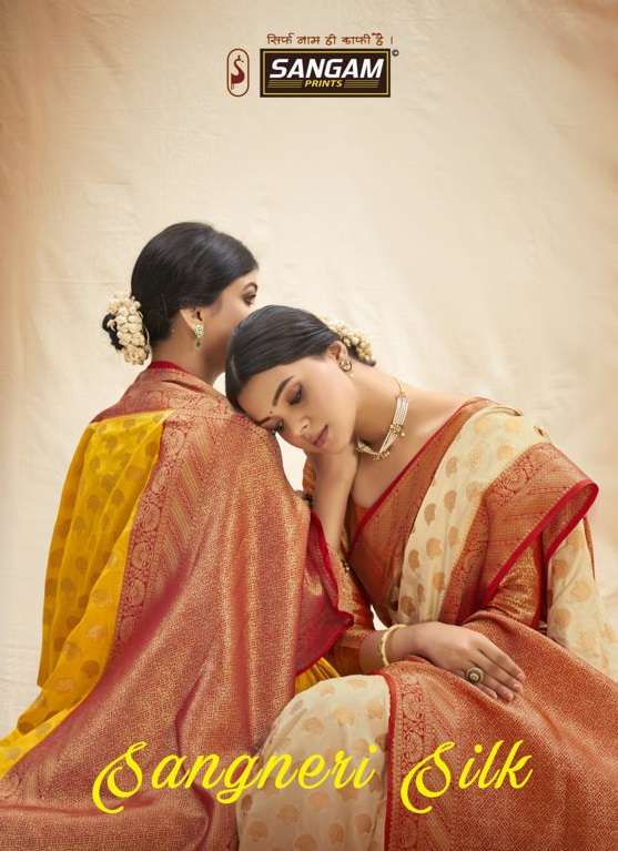 sangam prints sangneri silk zari weaving fancy silk saris wholesaler