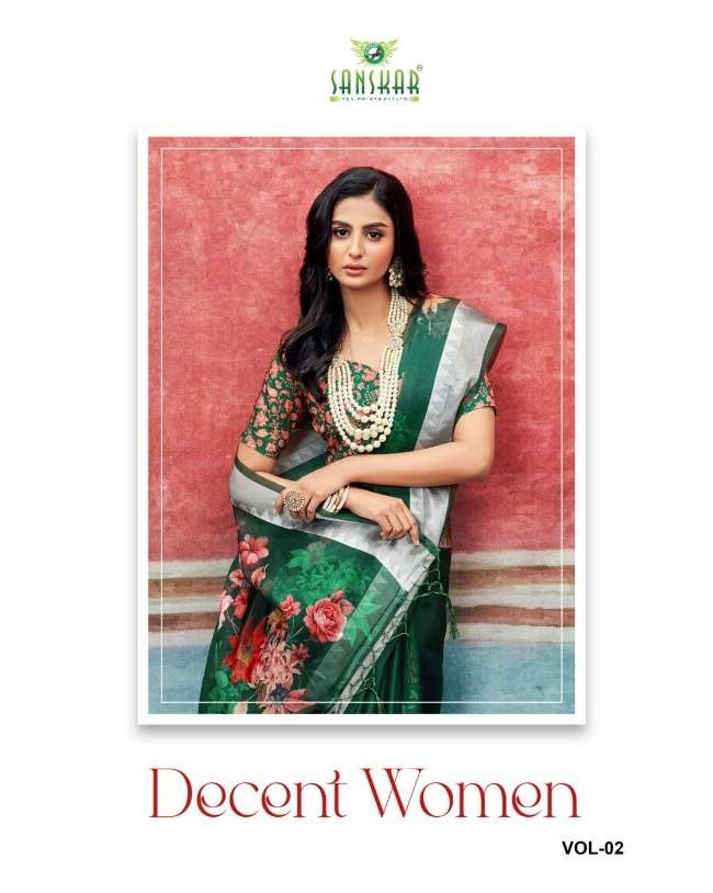 sanskar tex print decent women vol 2 organza digital print sarees 