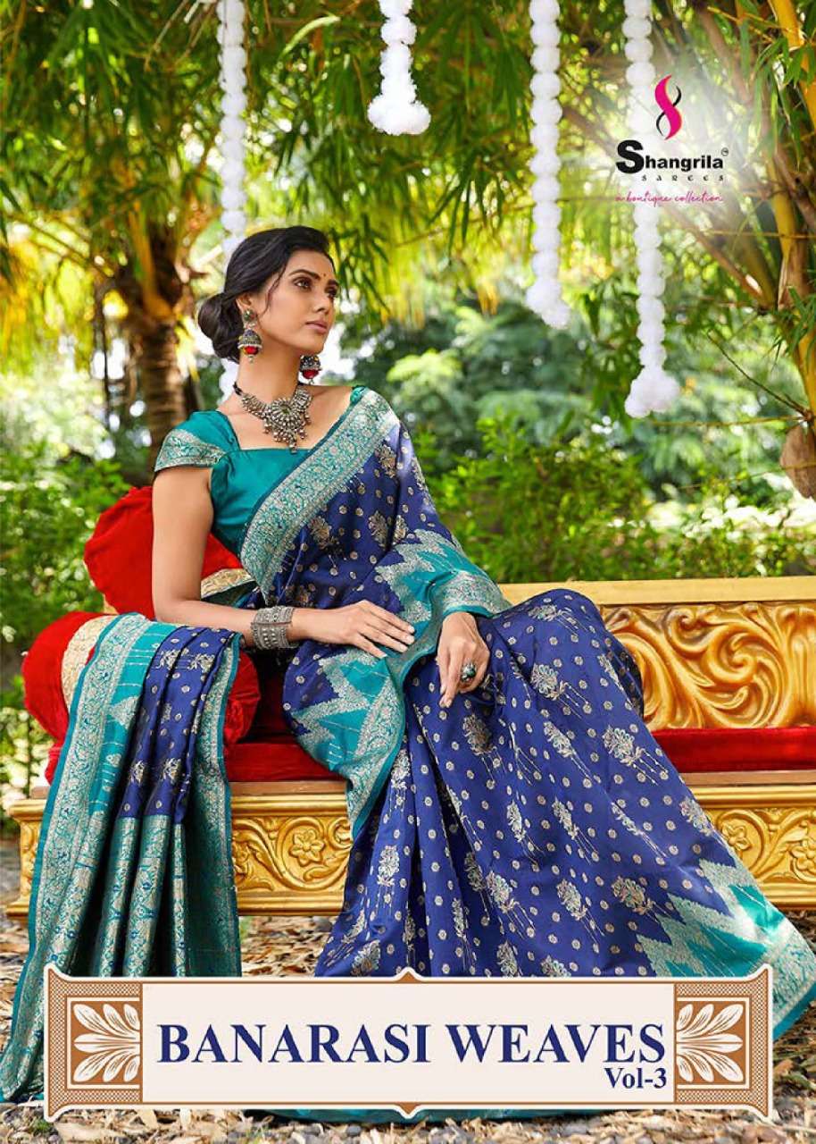 shangrila banarasi weaves vol 3 silk saris wholesale store in surat 