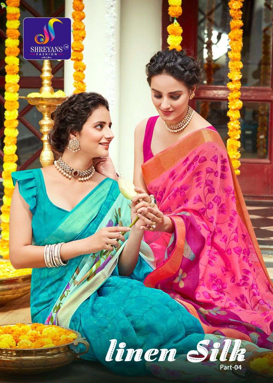 Shreyans fashion launch linen silk vol 4 fancy sarees 
