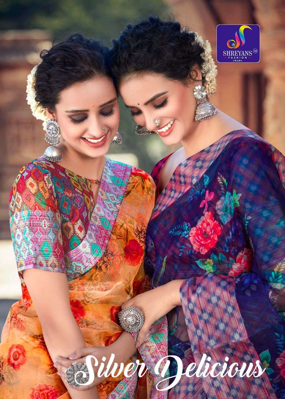 Shreyans fashion launch silver delicious organza fancy sarees